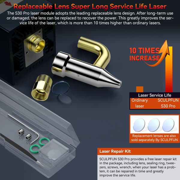 Lasergravyr, Automatisk Luftassistans, Högprecisionsskärning,SCULPFUN S30 Pro, EU