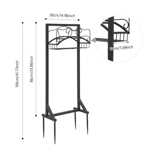 Havehaveslangeholder, Rustbestandigt materiale, Stabilt design,sort