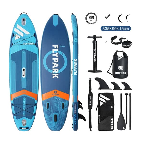 Uppblåsbar Stand Up Paddle Board, Tri-Fin Konfiguration, Hållbart PVC Material,Blå