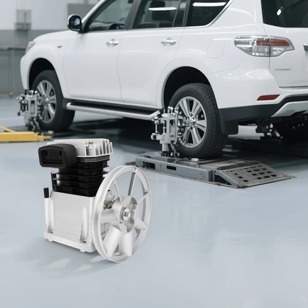 Luftkompressor Pumphuvud, Tvåcylindrig, 420L/min Inlopp,Silver