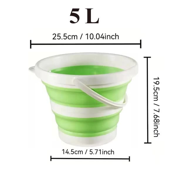 Fällbar hink, hållbar design, platsbesparande förvaring,Grön-5L