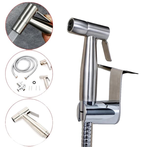 Bidet Sprayer Kit, Holdbart Rustfrit Stål, Multi-Brug til Rengøring,Sølv