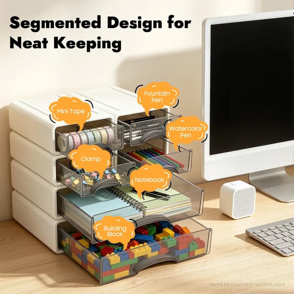Skuffeorganisator, Seks Skuffer, Stabelbart Design,HVID