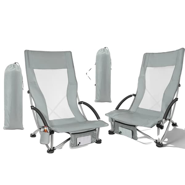 Strandstol, Letvægts, Ergonomisk Design,2stk grå