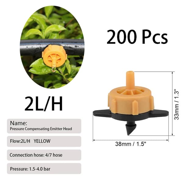 Dryppemitters, Justerbar Flow Rate, Nem Installation,2L 200Pcs