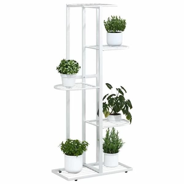 Växtställ, 5-nivådesign, modern metallstil,VIT