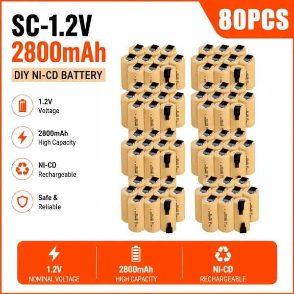 Batteri til elværktøj, Ni-Cd, 2800mAh kapacitet,80PCS, 1.2V