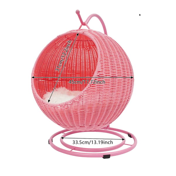 Kattekurv, Håndvævet Design, Aftagelig Pude,Pink
