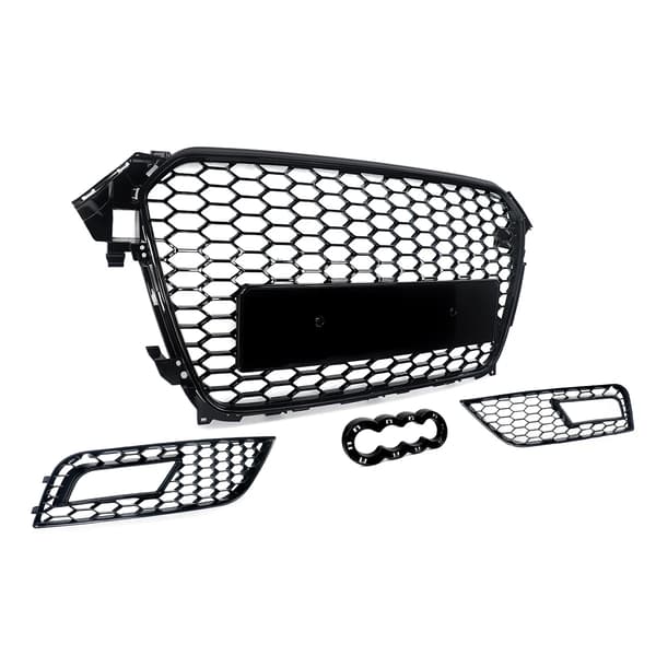 Framstötfångargrill, Hållbart Plastmaterial, Kompatibel med Audi A4 B8.5,glansig svart