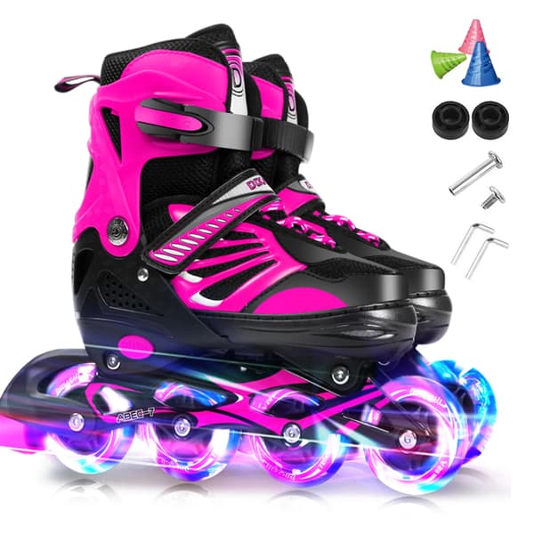 Inline skates, justerbar pasform, lysende hjul,M
