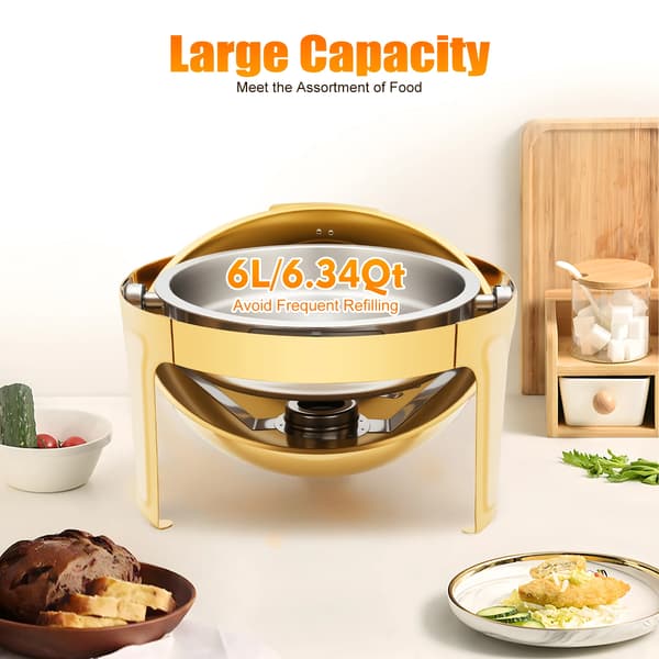 Chafing Dish, Rostfritt Stål, Rund Form,Guld