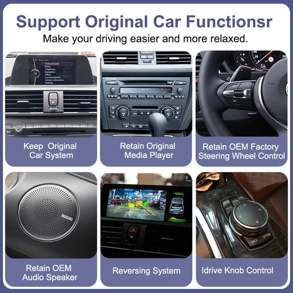 CarPlay og Android Auto Decoder, Højkvalitets plastik, 10 x 5 x 2 tommer, Kompatibilitet med CIC System, Understøtter CarPlay og Android Auto