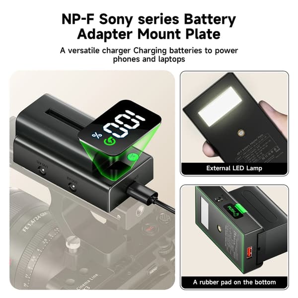 Batteriadapterplatta, USB-C Snabbladdning, LCD-display,Beige