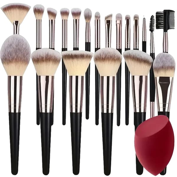 Makeupbørstesæt, Bløde syntetiske børster, Alsidig anvendelse,20PCS