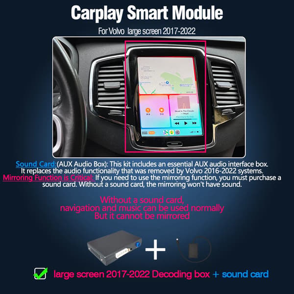 CarPlay-modul, trådløs forbindelse, plug and play-installation,Volvo + Lydkasse