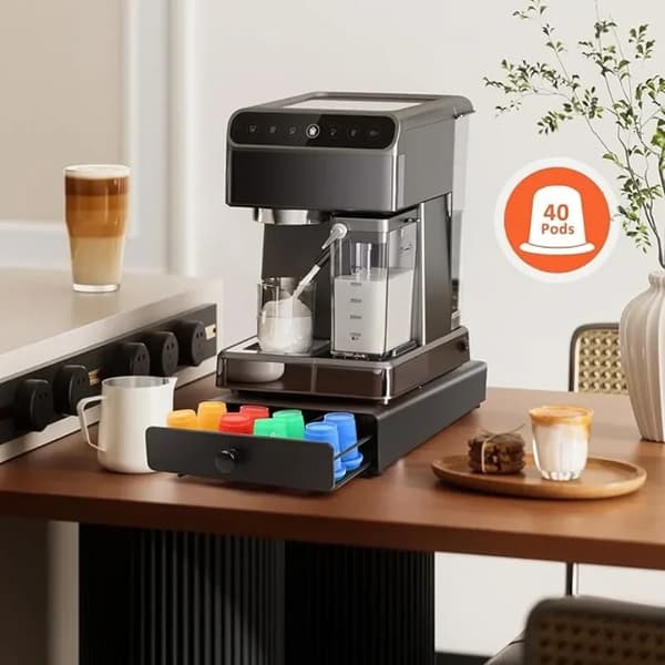 Kaffekapselholder, Pladsbesparende Design, Holder 40 Kapsler,sort