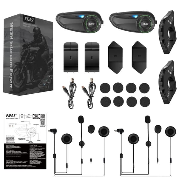 Hjelmheadset, Bluetooth-forbindelse, Vandtæt design,2Pcs Q8 og 2Pcs EUC
