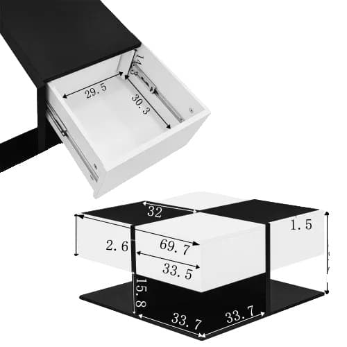 Cafebord, Moderne Design, Skjult Opbevaring,sort