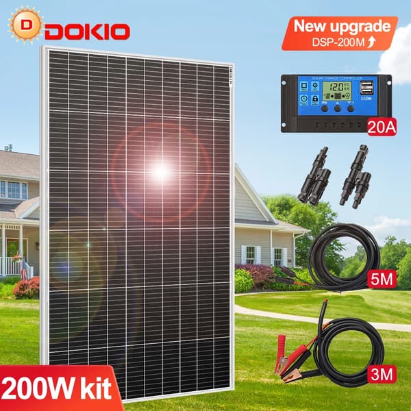 Solpanel, 200W effektutgång, monokristallin design,DSP-200M kit