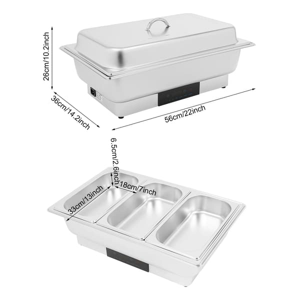 Elektrisk Chafing Dish, Touch Screen, Justerbar Temperatur,Tre Grid