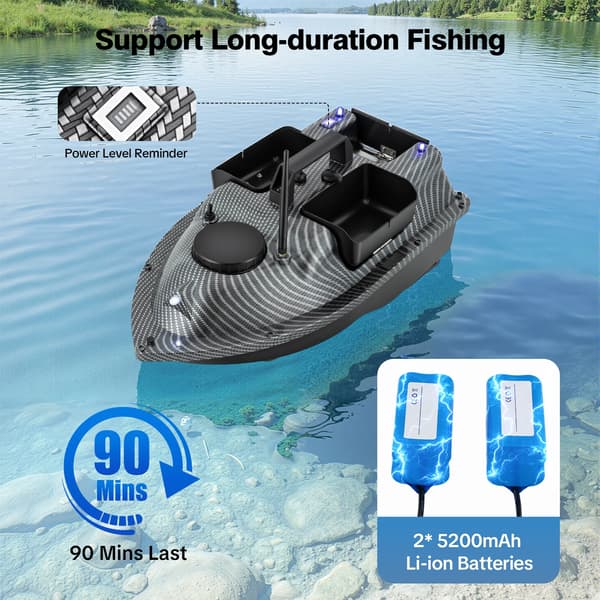 Fiskebaitbåd, GPS-navigation, forbedret holdbarhed,grå