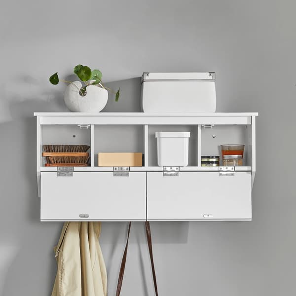 Klädhängare, Väggmonterad Design, 5 Metallkrokar,VIT