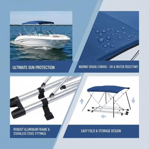Bimini-top, UV-skydd, Hållbar design,armégrön