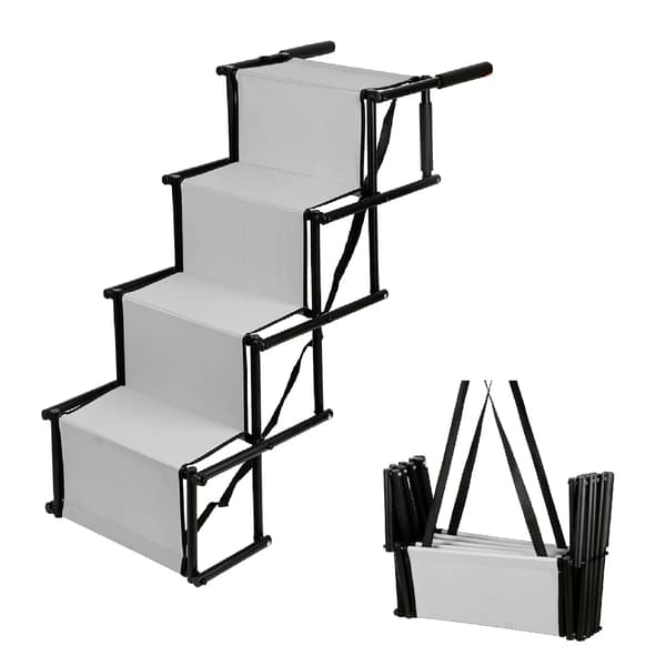 Hundtrappa, Fällbar Design, Justerbar Höjd,GRÅ