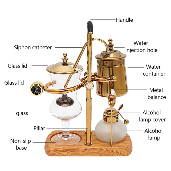 Siphon Kaffeemaskine, Manuel Brygning, Retro Design,Guld