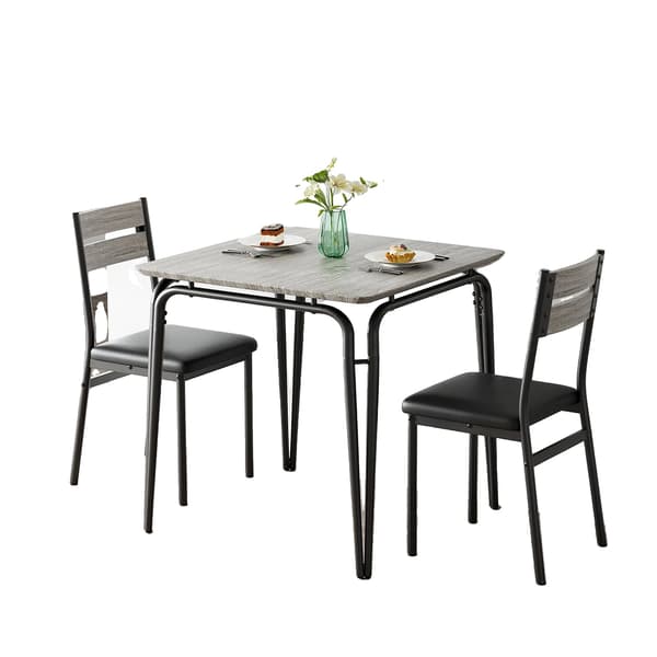 Spisebordssæt, Pladsbesparende Design, Polstrede Stole,Grå sort