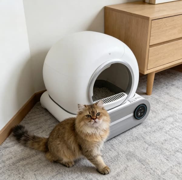 Kattlåda, Smart Enhetskompatibilitet, Automatisk Rengöring,vit