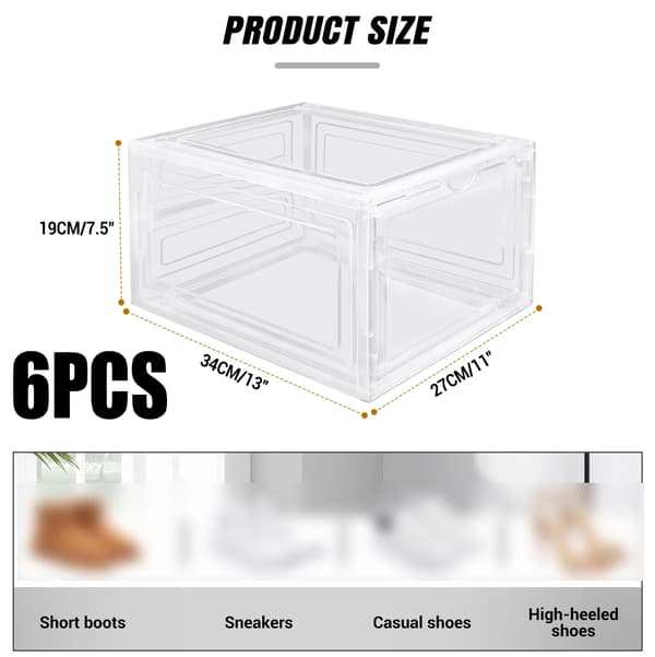Skoboxar, stapelbara, transparent design,6 Pack