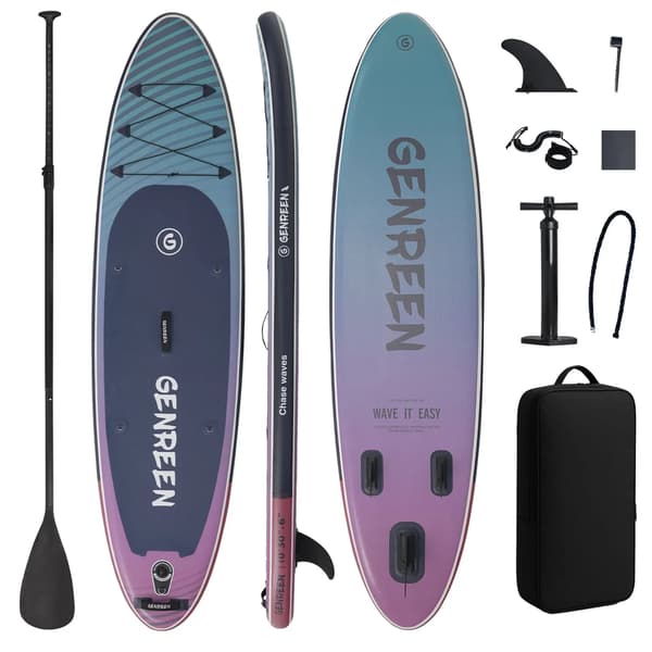 Oppustelig Paddle Board, Bærbar Design, Komplet Tilbehørssæt,Twilight Purple