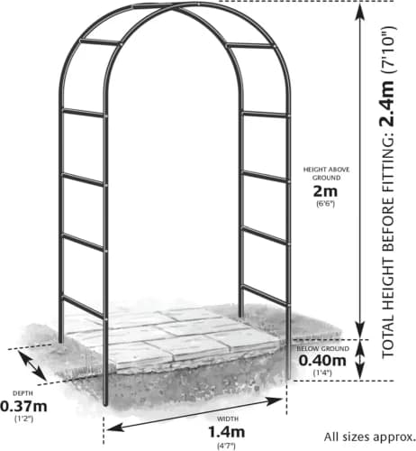 Trädgårdsbåge, Metalldesign, Fällbar för Enkel Placering,2,4 miljoner
