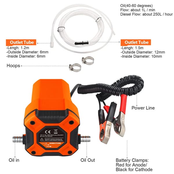 Oljeutvinningspump, 12V DC, Lättviktsdesign,Orange