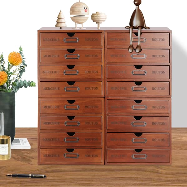 Skuffeorganisator, 16 Rum, Robust Trædesign,Brun