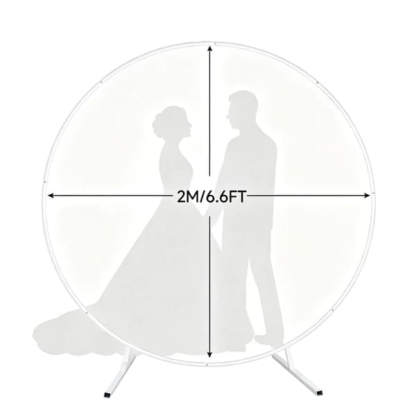 Bröllopsbåge Ställning, Metallkonstruktion, Extra Stor Design,2m/6.6FT-a, Vit-Rund