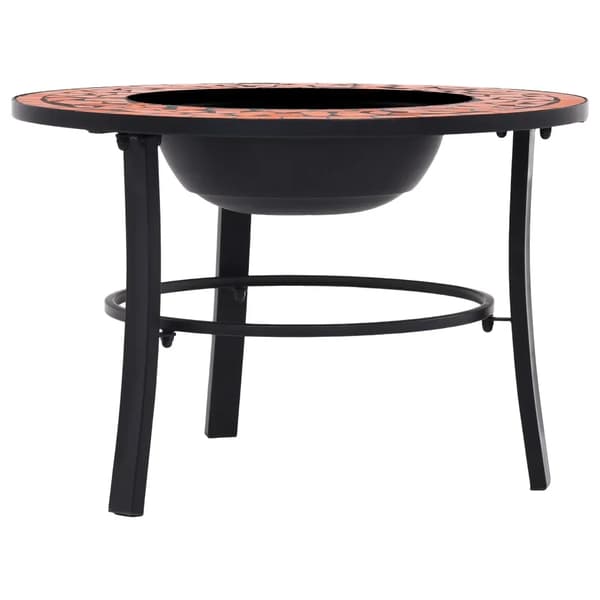 Eldstad, Terrakotta och Stål, 68 cm Diameter, Trebenad Ställning, Utomhusbruk, Lätt Montering