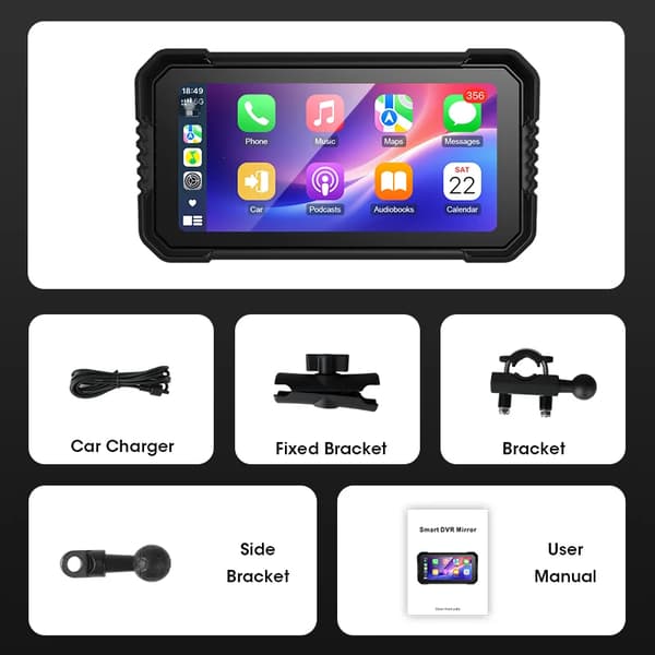 Motorcykel GPS-navigation, trådløs CarPlay, Android Auto-support,Carplay