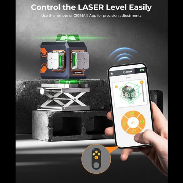Laser Nivå, 4x360° Justering, APP Kontroll,CM-S02