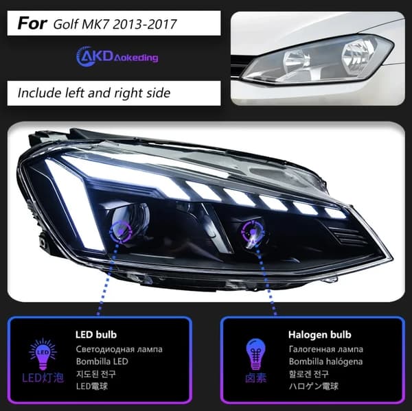 Forlygtesamling, LED-materiale, kompatibel med GOLF MK7 2013-2017,LED nærlys-a, RHD