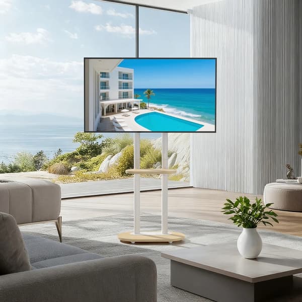 TV Golvställ, Höjdjusterbart, Mobil Design,VIT