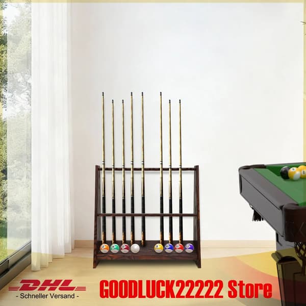 Poolkö Rack, 10 Hål, MDF Konstruktion, 60 cm Längd, 57 cm Höjd, Retro Stil