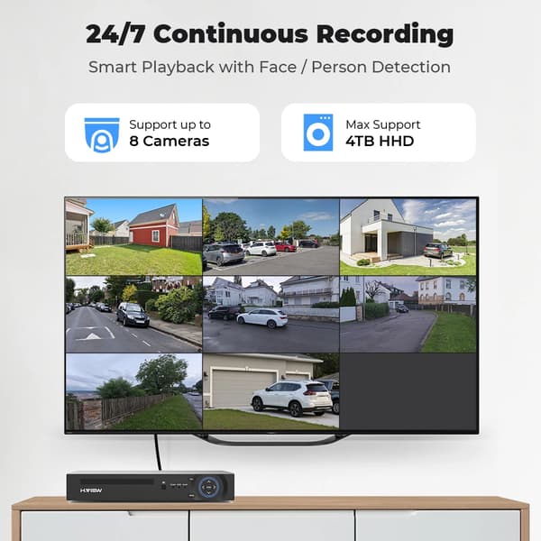 Övervakningssystem, 8MP videoupplösning, Smart AI-detektion