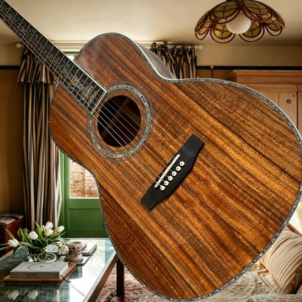 Gitarr, KOA-kropp, fast stall,Brun