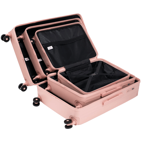 Rejsetaske Sæt, Holdbart ABS Materiale, Sikker Låsemekanisme,Pink