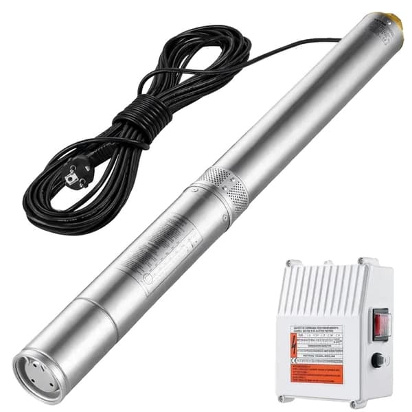 Dränkbar pump, rostfritt stål, extern kontrollbox, Silver