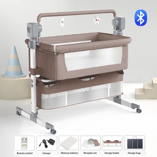 Spjälsäng, Bluetooth-anslutning, Fällbar design,BJJ-601-KHAKI