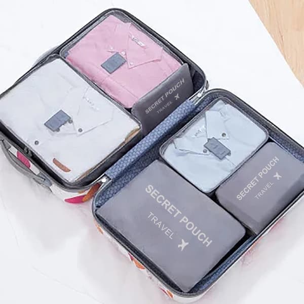 Reseförvaringsväska, Stor kapacitet, Hållbart material,grå 6st