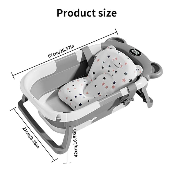 Babytub, Termometer, Bärbar Design,GRÅ